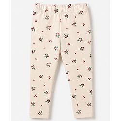 Babyhug Cotton Elastane Knit Full Length Slim Fit Leggings With Floral & Polka Dot Print Pack of 3 in Pink Red