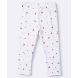Babyhug Cotton Knit Full Length Leggings with Floral Print Pack of 3 in Pink Green White