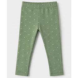 Babyhug Cotton Knit Full Length Leggings with Floral Print Pack of 3 in Pink Green White