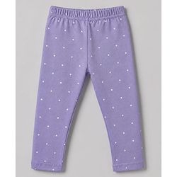 Babyhug Cotton Elastane Knit Full Length Leggings With Floral Print Pack of 3 - Purple Pink White