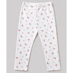 Babyhug Cotton Elastane Knit Full Length Leggings With Floral Print Pack of 3 - Purple Pink White