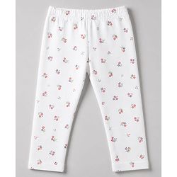 Babyhug Cotton Elastane Knit Full Length Leggings With Floral Print Pack of 3 - Purple Pink White