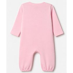 Babyhug 100% Cotton Knit Romper with Full Sleeves and Leopard Print in Light Pink