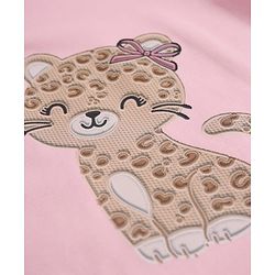 Babyhug 100% Cotton Knit Romper with Full Sleeves and Leopard Print in Light Pink