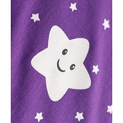 Babyhug 100% Cotton Knit Full Sleeves Co-Ords T-Shirt & Pyjama Night Suit with Star Print - Purple