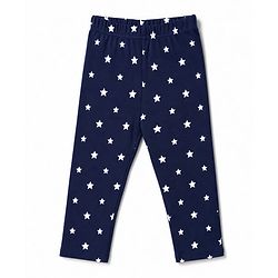 Babyhug 100% Cotton Knit Rib Full Sleeves Co-Ords T-Shirt & Pyjama Winter NIght Suit with Star Print - Navy Blue
