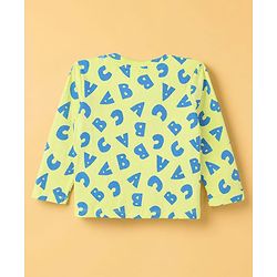 Babyhug Cotton Knit Rib Full Sleeves T-Shirt & Pajama Winter Night Suit with ABC Letters Print - Green
