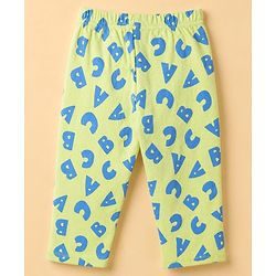 Babyhug Cotton Knit Rib Full Sleeves T-Shirt & Pajama Winter Night Suit with ABC Letters Print - Green