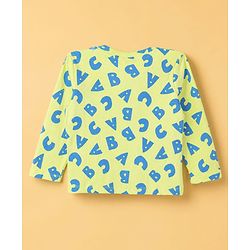Babyhug Cotton Knit Rib Full Sleeves T-Shirt & Pajama Winter Night Suit with ABC Letters Print - Green