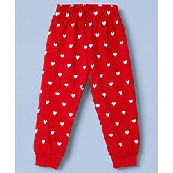 Babyhug 100% Cotton Knit Full Sleeves T-Shirt & Pyjama Night Suit with Penguin & Heart Print - White