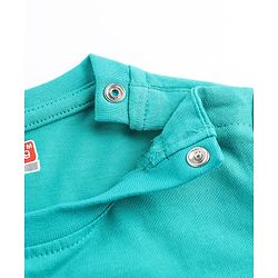 Babyhug Cotton Knit Full Sleeves T-Shirt & Pajama Night Suit with Monkey Giraffe Elephant Print - Turquoise