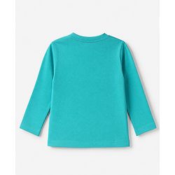 Babyhug Cotton Knit Full Sleeves T-Shirt & Pajama Night Suit with Monkey Giraffe Elephant Print - Turquoise