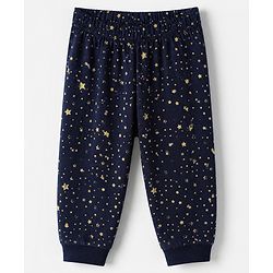 Babyhug Cotton Knit Full Sleeves T-Shirt & Pyjama Set With Astronaut Print - Navy Blue