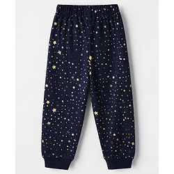 Babyhug Cotton Knit Full Sleeves T-Shirt & Pyjama Set With Astronaut Print - Navy Blue