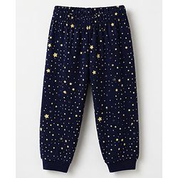 Babyhug Cotton Knit Full Sleeves T-Shirt & Pyjama Set With Astronaut Print - Navy Blue