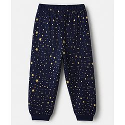 Babyhug Cotton Knit Full Sleeves T-Shirt & Pyjama Set With Astronaut Print - Navy Blue