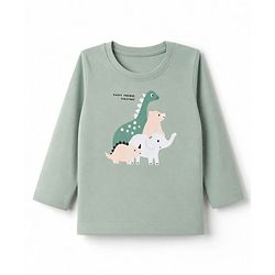 Babyhug 100% Cotton Knit Full Sleeves T-Shirt & Pyjama Night Suit with Animal Print - Green