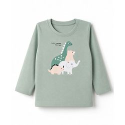 Babyhug 100% Cotton Knit Full Sleeves T-Shirt & Pyjama Night Suit with Animal Print - Green