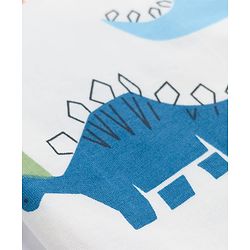 Babyhug 100% Cotton Knit Full Sleeves Co-Ords T-Shirt & Pyjama Night Suit with Dinosaur Print - White
