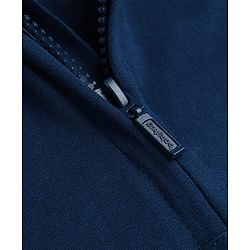 Babyhug 100% Cotton Knit Front Open Heavy Gauge Hooded Sweatshirt with Full Sleeves and Hey Patch - Navy Blue