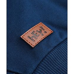 Babyhug 100% Cotton Knit Front Open Heavy Gauge Hooded Sweatshirt with Full Sleeves and Hey Patch - Navy Blue