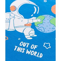 Babyhug 100% Cotton Knit Full Sleeves T-Shirt & Pyjama Night Suit with Astronaut Print - Blue