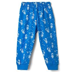 Babyhug 100% Cotton Knit Full Sleeves T-Shirt & Pyjama Night Suit with Astronaut Print - Blue