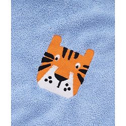 Babyhug Cotton Knit Microfiber Towel With Tiger Embroidery L 31.5 X B 22.5 cm - Light Blue