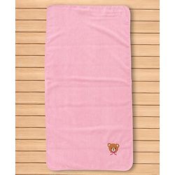 Babyhug Cotton Knit Microfiber Towel With Teddy Bear Embroidery L 31.5 X B 22.5 cm - Light Pink