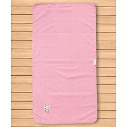 Babyhug Cotton Knit Microfiber Towel With Teddy Bear Embroidery L 31.5 X B 22.5 cm - Light Pink