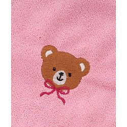 Babyhug Cotton Knit Microfiber Towel With Teddy Bear Embroidery L 31.5 X B 22.5 cm - Light Pink