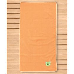 Babyhug Cotton Knit Microfiber Towel With Frog Embroidery L 31.5 X B 22.5 cm - Orange