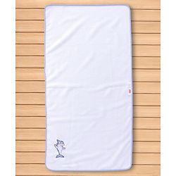 Babyhug Cotton Knit Microfiber Towel With Shark Embroidery L 31.5 X B 22.5 cm - White