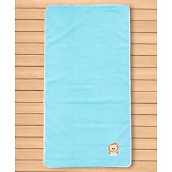 Babyhug Cotton Knit Microfiber Towel With Tiger Embroidery L 31.5 X B 22.5 cm - Aqua Blue