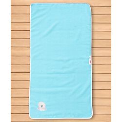 Babyhug Cotton Knit Microfiber Towel With Tiger Embroidery L 31.5 X B 22.5 cm - Aqua Blue
