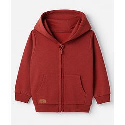 Babyhug 100% Cotton Knit Full Sleeves Open Heavy Gauge Solid Sweatshirt - Maroon