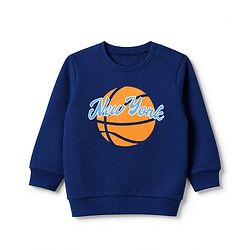 Babyhug 100% Cotton Knit Sweatshirt with Full Sleeves and Basketball Print in Navy Blue