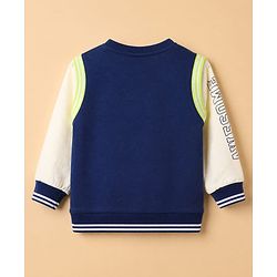 Babyhug 100% Cotton Knit Heavy Gauge Sweatshirt with Full Sleeves and Brooklyn 68 Print with Kangaroo Pockets - Navy Blue