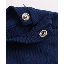 Babyhug 100% Cotton Knit Heavy Gauge Sweatshirt with Full Sleeves and Brooklyn 68 Print with Kangaroo Pockets - Navy Blue