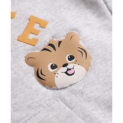 Babyhug 100% Cotton Knit Full Raglan Sleeves Front Open Heavy Gauge Sweatshirt with Tiger Puff Print - Green
