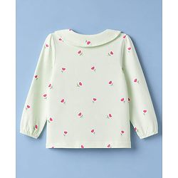 Babyhug 100% Cotton Knit Full Sleeves Co-Ords Shirt & Pyjama Night Suit with Floral Print - Light Green