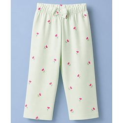 Babyhug 100% Cotton Knit Full Sleeves Co-Ords Shirt & Pyjama Night Suit with Floral Print - Light Green