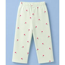 Babyhug 100% Cotton Knit Full Sleeves Co-Ords Shirt & Pyjama Night Suit with Floral Print - Light Green