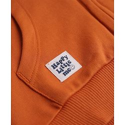 Babyhug 100% Cotton Knit Full Sleeves Front Open Hooded Sweatshirt with Nice Day Embroidery & Ear Applique - Rust Orange