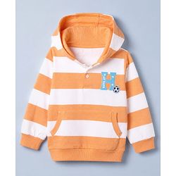 Babyhug 100% Cotton Knit Full Sleeves Sweatshirt with Soccer Ball Print - Orange