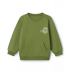 Babyhug 100% Cotton Heavy Gauge Terry Knit Sweatshirt with Full Sleeves & Tractor Print - Green