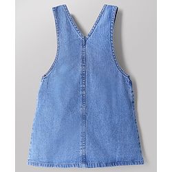 Babyhug Cotton Woven Full Sleeves Frock and Inner Tee with Polka Dots Print in Blue for 6-9 Months