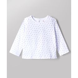 Babyhug Cotton Woven Full Sleeves Frock and Inner Tee with Polka Dots Print in Blue for 6-9 Months