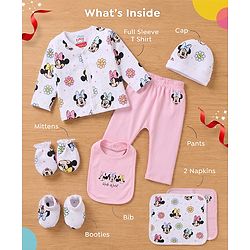 Babyhug Disney 100% Cotton Gift Set With Minnie Mouse Graphic - White