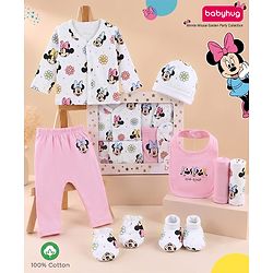 Babyhug Disney 100% Cotton Gift Set With Minnie Mouse Graphic - White